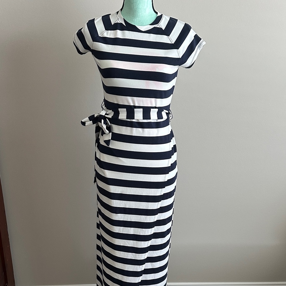 Brooks Brothers Navy and White Striped Maxi Dress